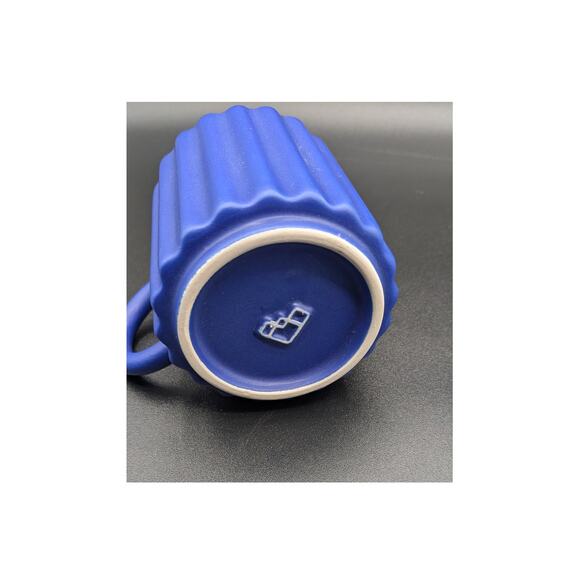 Set of 2 Ripple Mugs Bilge Nur Saltik Colbalt Blue Stoneware. 14 oz - Picture 2 of 5